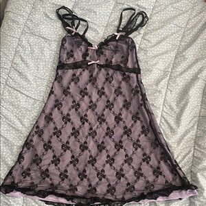 Elegant Black and Pink Lace Chemise